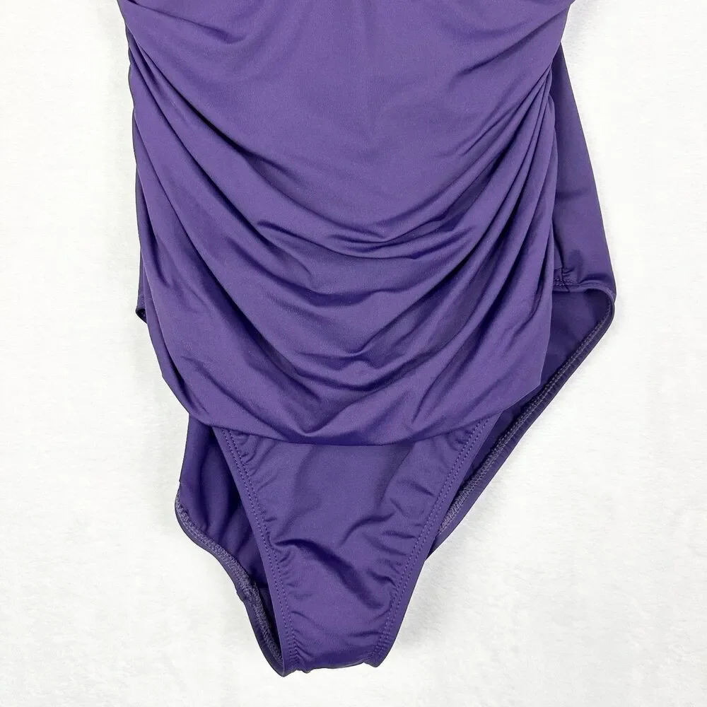 Lauren Ralph Lauren Beach Club Ruffle Surplice One Piece Swimsuit Size 16 NWT